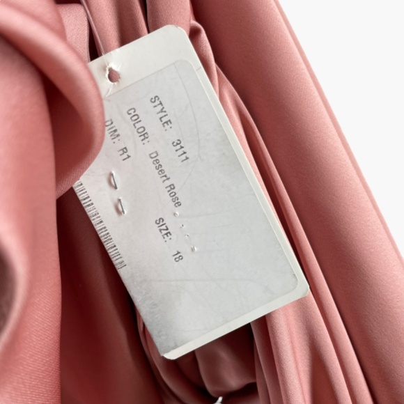 Dessy Collection One Shoulder‎ Draped Twist Dress in Desert Rose Pink - Picture 7 of 11